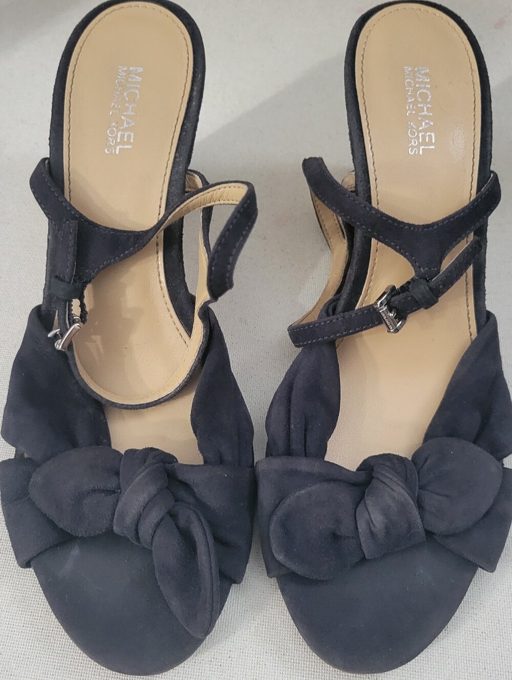 MICHAEL Michael Kors Black Knotted Front Wedge Sandals